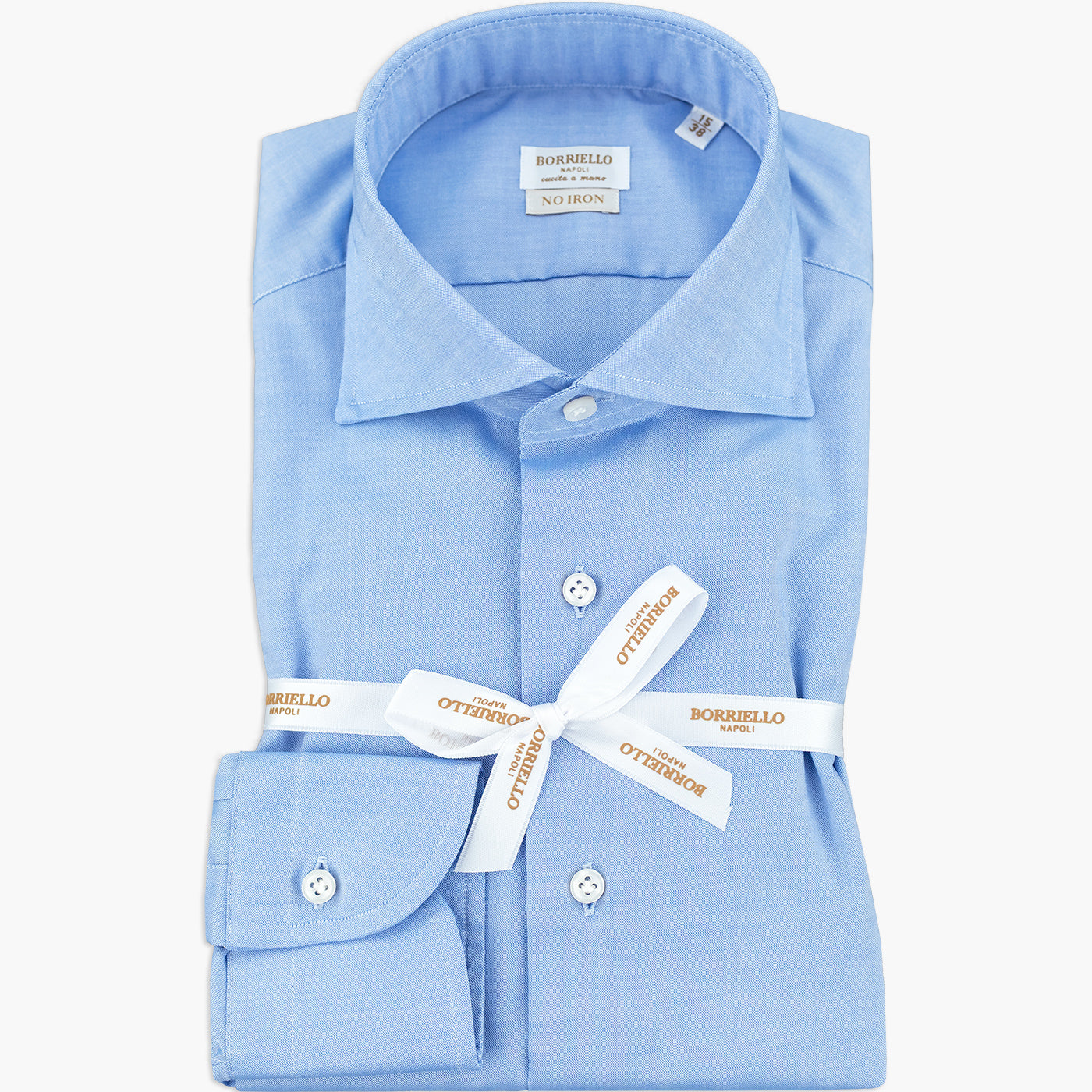 Camicia BORRIELLO Napoli Art. 21007/8 Collo Marechiaro in Cotone No Iron Oxford Celeste