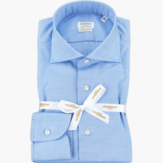 Camicia BORRIELLO Napoli Art. 21007/8 Collo Marechiaro in Cotone No Iron Oxford Celeste