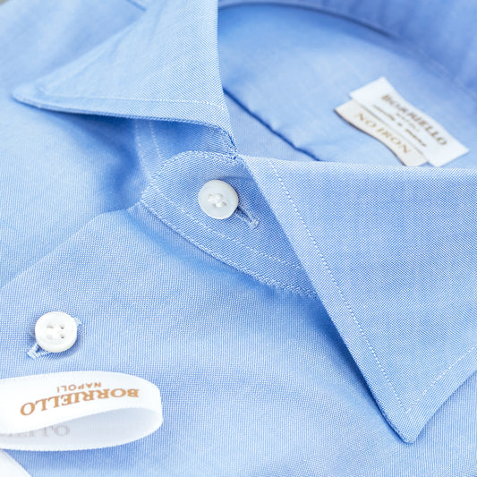 Camicia BORRIELLO Napoli Art. 21007/8 Collo Marechiaro in Cotone No Iron Oxford Celeste
