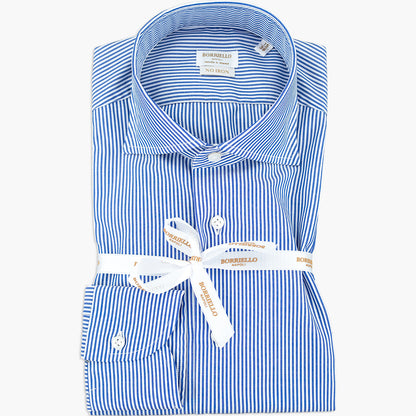 Camicia BORRIELLO Napoli Art. 21008/6 Collo Marechiaro in Cotone No Iron Bacchetta Bianco Blu