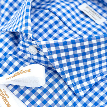 Camicia BORRIELLO Quadretto Bianco Azzurro PE25