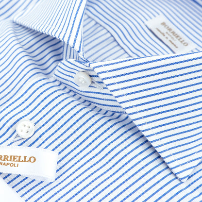 Camicia BORRIELLO Riga Blu su Fondo Bianco 3