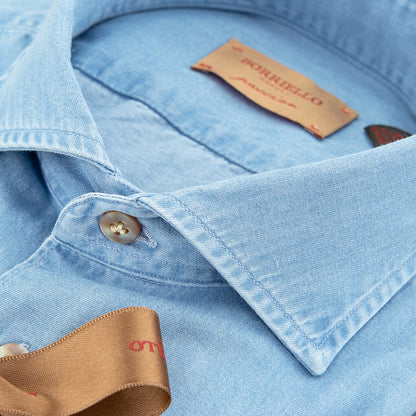 Camicia BORRIELLO in Cotone Denim Chiaro 2