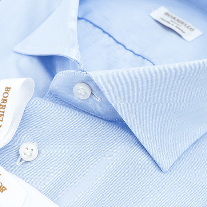Camicia BORRIELLO in Cotone Fil-à-Fil Falso Unito Celeste 2