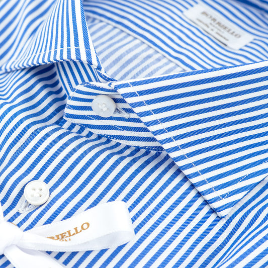 Camicia BORRIELLO in Cotone Righe Bianco Blu