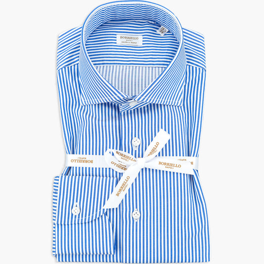 Camicia BORRIELLO in Cotone Righe Bianco Blu