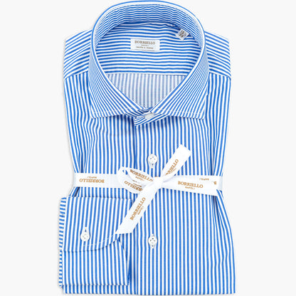 Camicia BORRIELLO in Cotone Righe Bianco Blu
