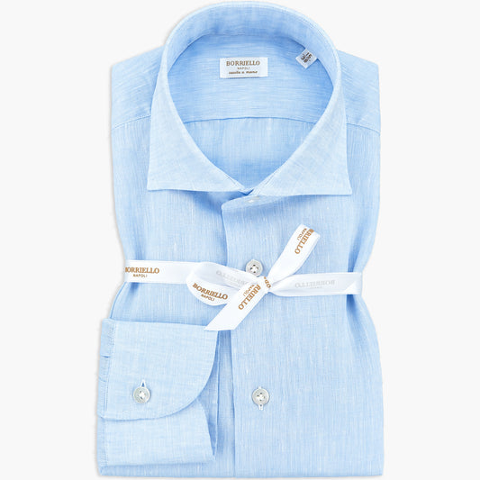 Camicia BORRIELLO in Puro Lino Celeste