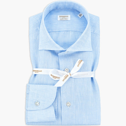 Camicia BORRIELLO in Puro Lino Celeste