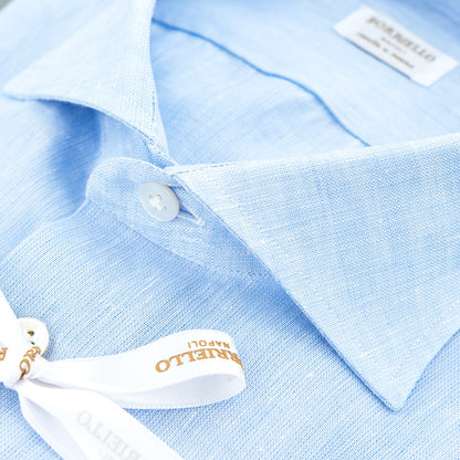 Camicia BORRIELLO in Puro Lino Celeste 2