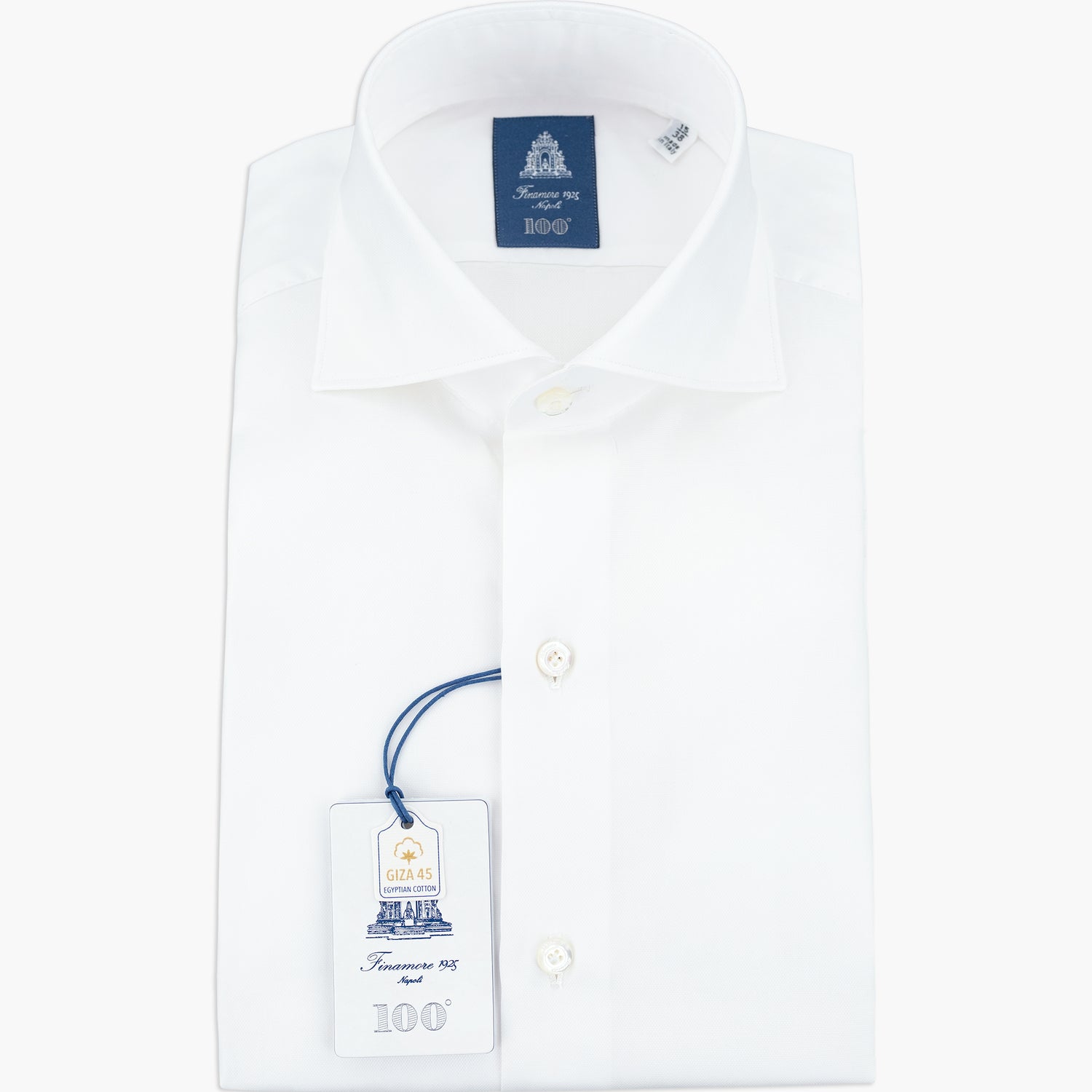 Camicia FINAMORE Napoli 1925 Modello Milano Collo Eduardo Art. 031025 A5053Z 01 in Esclusivo Royal Oxford Giza 45 170 a Due Bianca