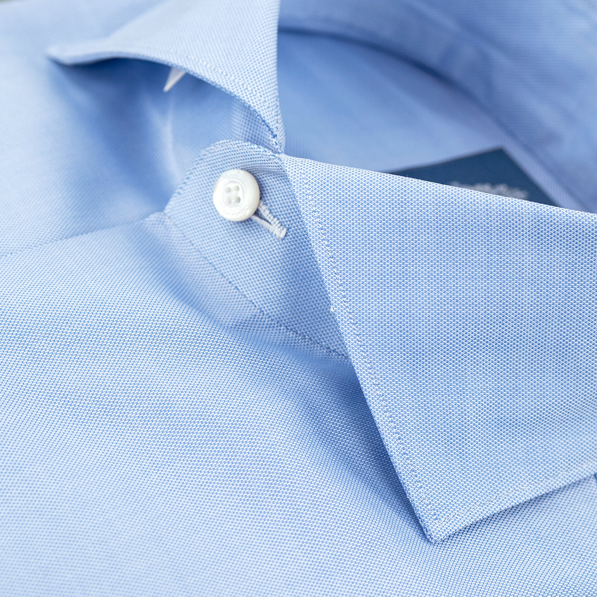 Camicia FINAMORE Napoli 1925 Modello Milano Collo Eduardo Art. 031025 A50 53Z in Esclusivo Royal Oxford Giza 45 170 a Due Celeste