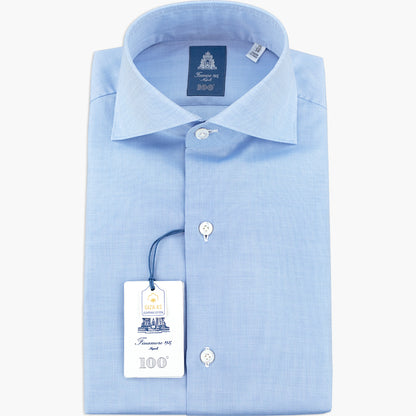 Camicia FINAMORE Napoli 1925 Modello Milano Collo Eduardo Art. 031025 A50 53Z in Esclusivo Royal Oxford Giza 45 170 a Due Celeste