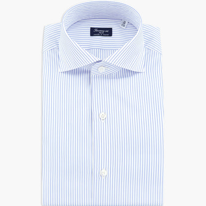 Camicia FINAMORE Napoli 1925 Modello Milano Collo Eduardo Art. 045780 C0671 Riga Viola su Fondo Bianco