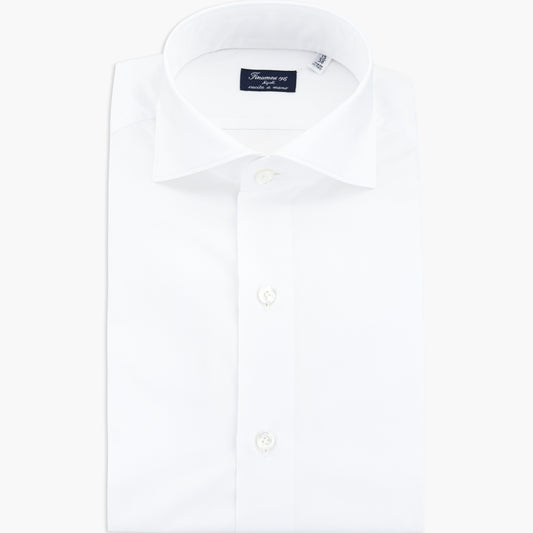 Camicia FINAMORE Napoli 1925 Modello Milano Collo Eduardo Art. 140001 C0147 in Cotone Alumo Bianca
