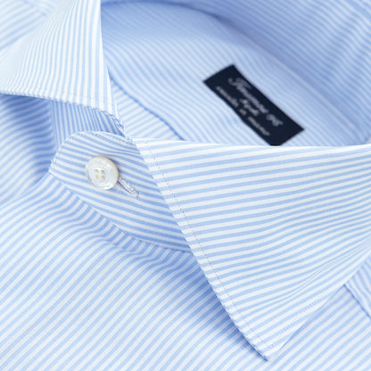 Camicia FINAMORE Napoli 1925 Modello Milano Collo Eduardo Art. 470015 C0597 Righe Bianco Celeste 2