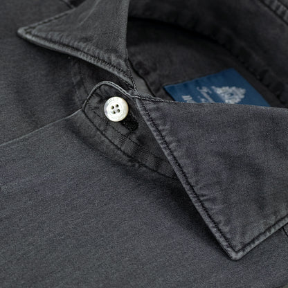Camicia FINAMORE Napoli 1925 Modello Milano Collo Eduardo in Cotone Denim Black Indigo Nero Lavato