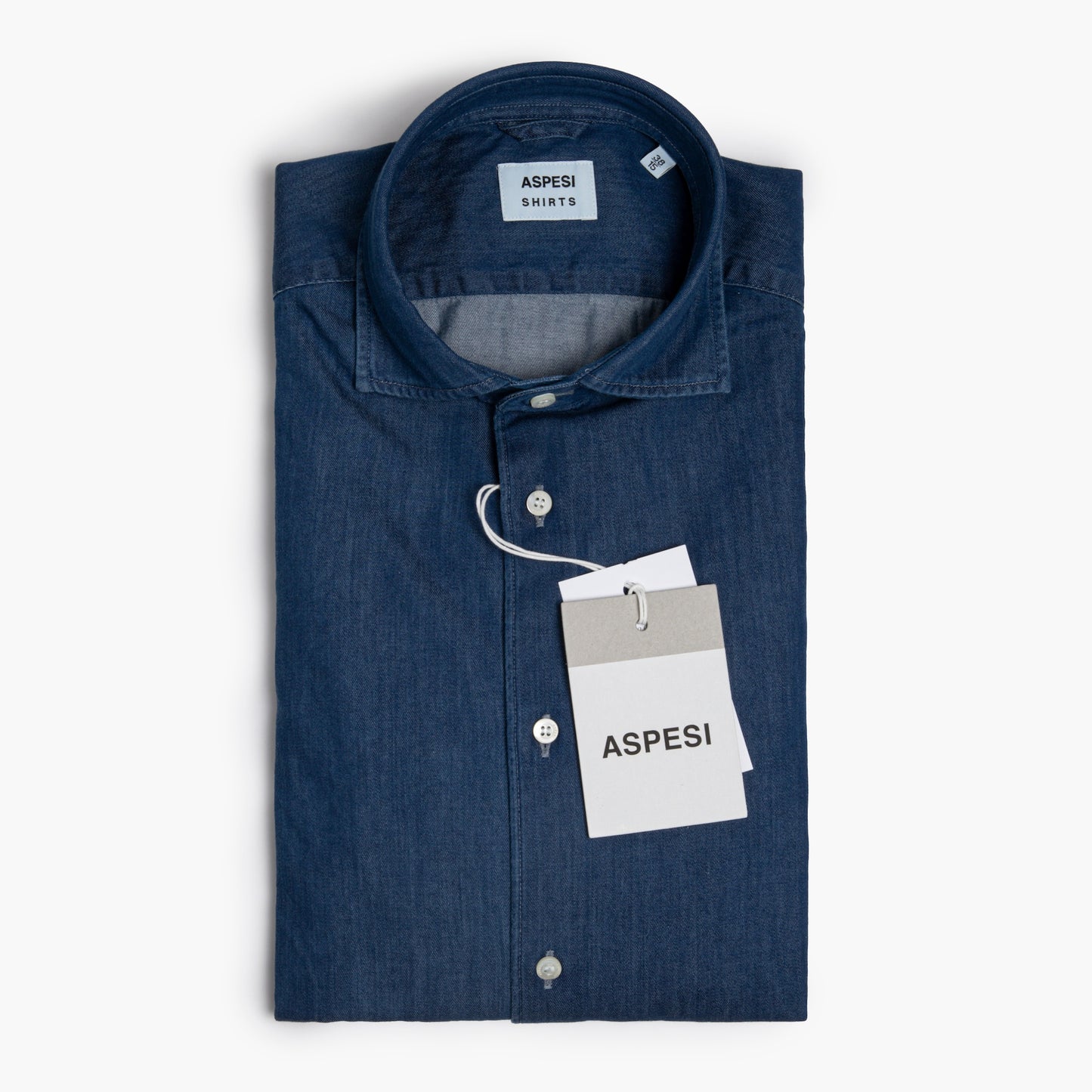 Camicia Uomo ASPESI Vic in Micro Twill di Chambray Denim Medio Scuro Art. CE33 D020