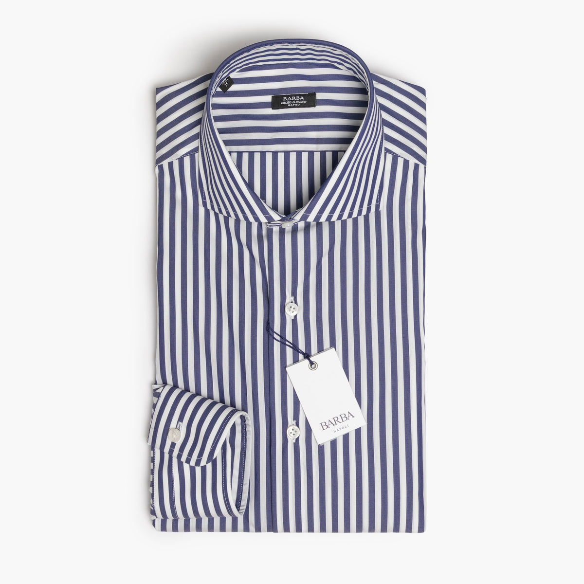 Camicia Uomo BARBA Napoli Classic Art. P0157114U in Cotone Stretch Righe Bianco-Blu