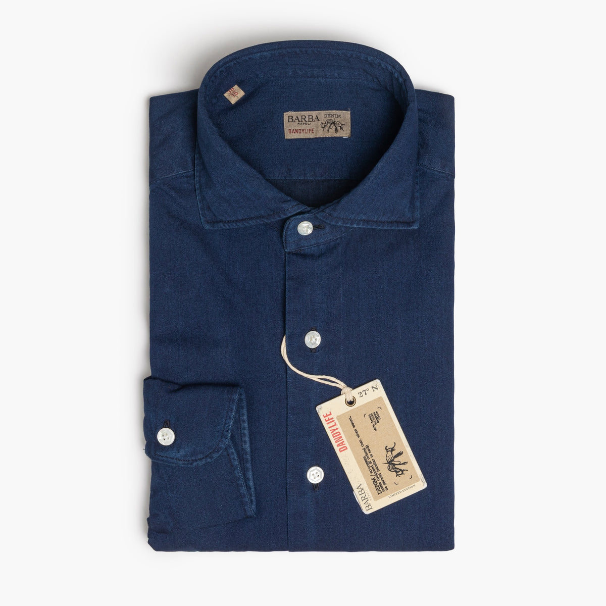 Camicia Uomo BARBA Napoli Dandy Life Art. P0157252U in Cotone Denim Scuro