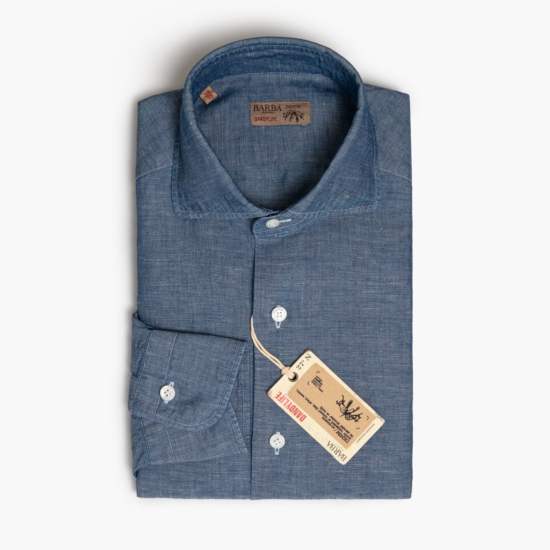 Camicia Uomo BARBA Napoli Dandylife Art. P0154253U in Cotone Denim Chambray