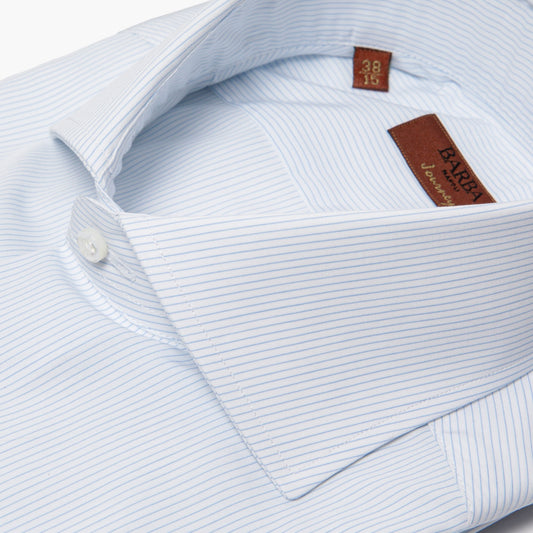 Camicia Uomo BARBA Napoli Journey Art. P0154201U Micro Riga Celeste su Fondo Bianco