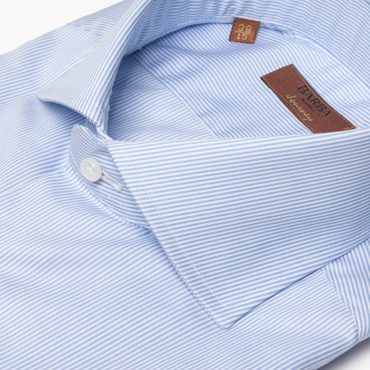Camicia Uomo BARBA Napoli Journey Art. P0157211U in Puro Cotone Bacchetta Bianco-Celeste