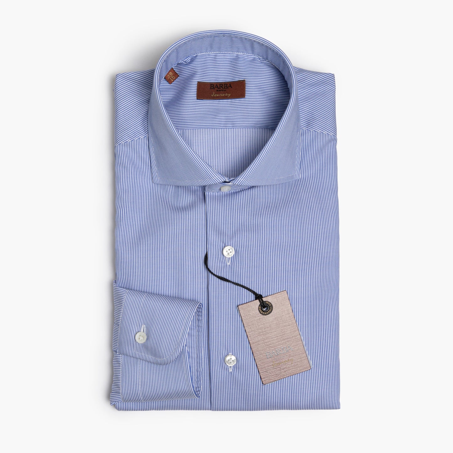 Camicia Uomo BARBA Napoli Journey in Cotone Micro Righe Bianco-Azzurro Art. P0150213U