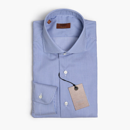 Camicia Uomo BARBA Napoli Journey in Cotone Micro Righe Bianco-Azzurro Art. P0150213U