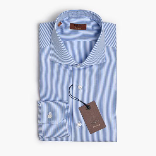 Camicia Uomo BARBA Napoli Journey in Cotone Righe Bianco-Celeste Art. P0150208U