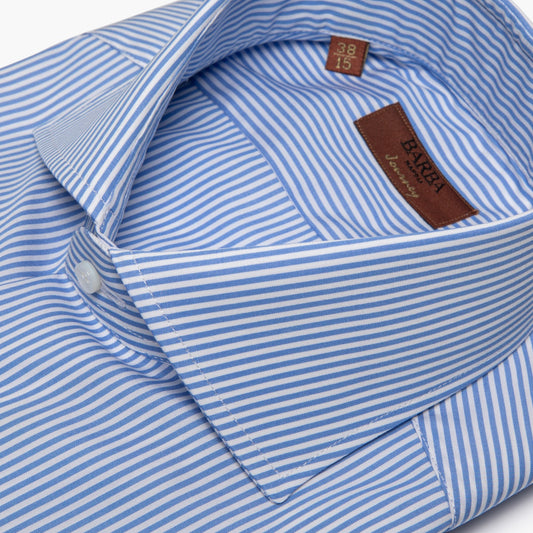 Camicia Uomo BARBA Napoli Journey in Cotone Righe Bianco-Celeste Art. P0150208U