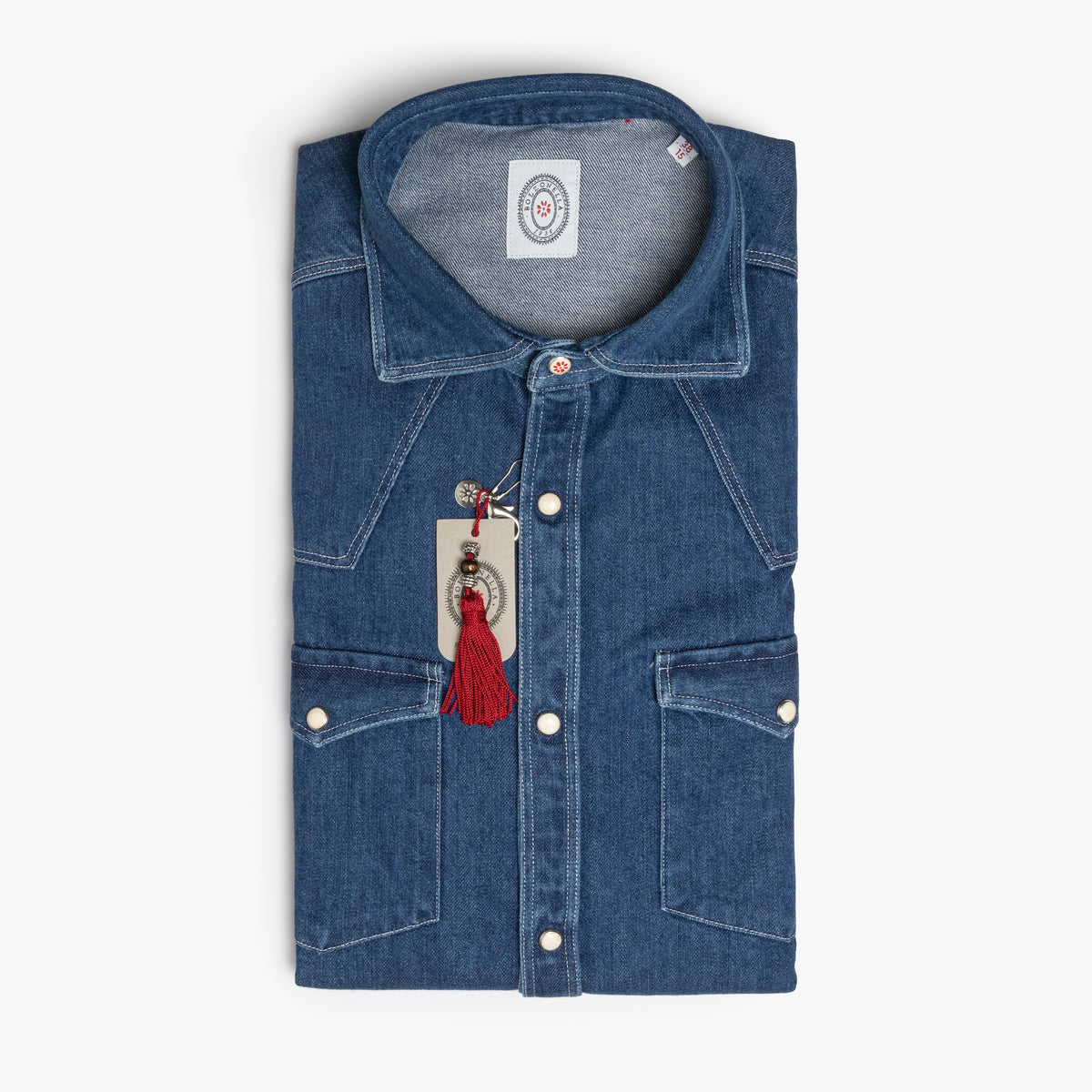Camicia Uomo BOLZONELLA Baddy Texana DEN07 in Puro Cotone Col. W03 Denim