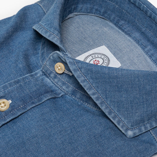 Camicia Uomo BOLZONELLA Buell DEN45  Col. 01 in Cotone Twill Soft Stretch Denim Medio