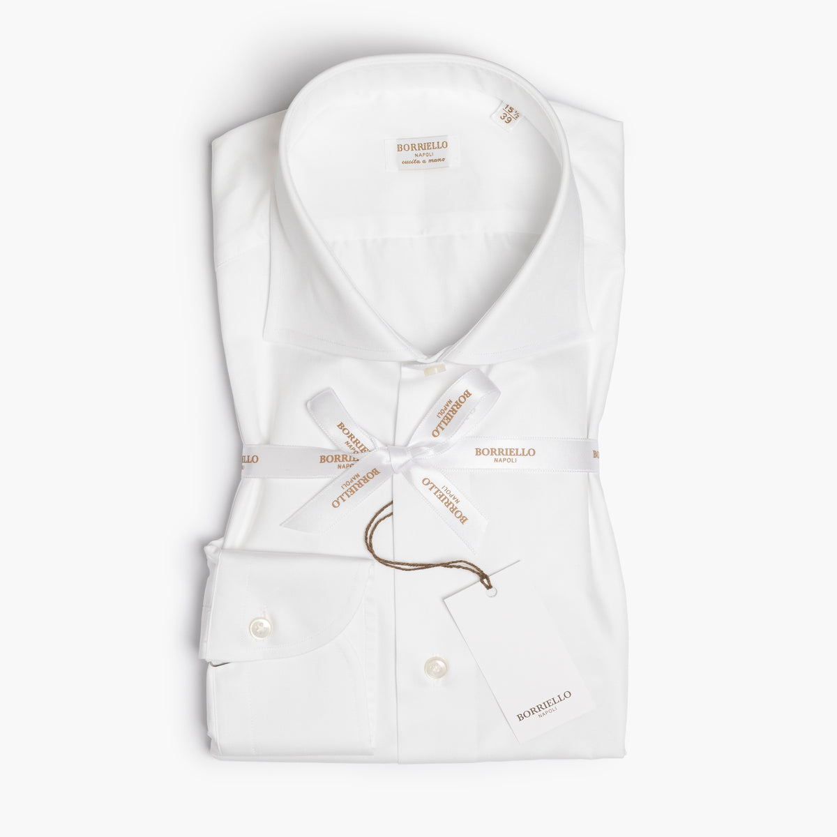 Camicia Uomo BORRIELLO Art. 1401/2 Collo Marechiaro in Cotone Twill Bianca