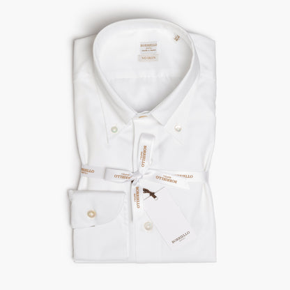 Camicia Uomo BORRIELLO Button Down Art. 22000/0 Collo Vomero in Cotone No Iron Bianca