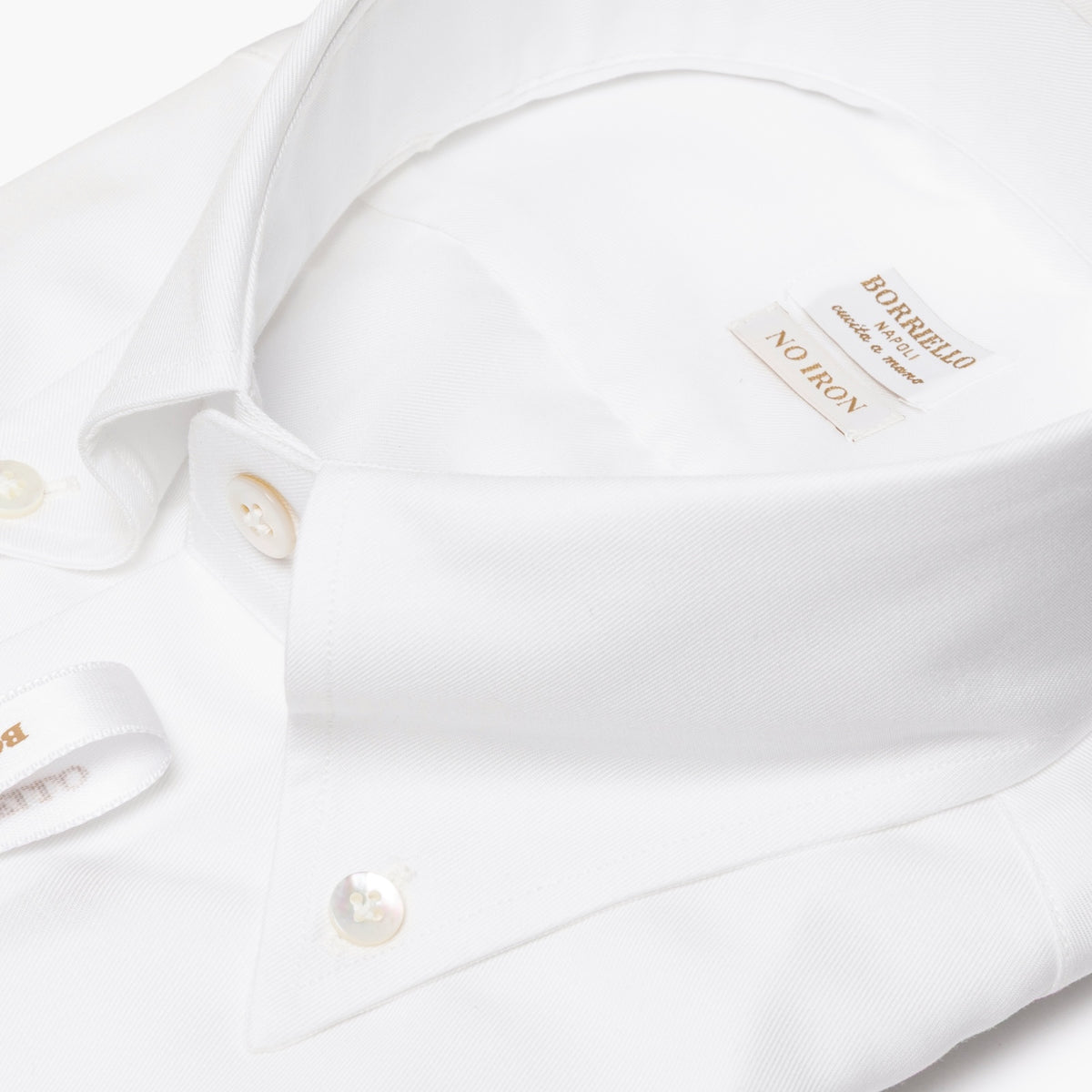 Camicia Uomo BORRIELLO Button Down Art. 22000/0 Collo Vomero in Cotone No Iron Bianca