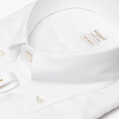 Camicia Uomo BORRIELLO Button Down Art. 22000/0 Collo Vomero in Cotone No Iron Bianca
