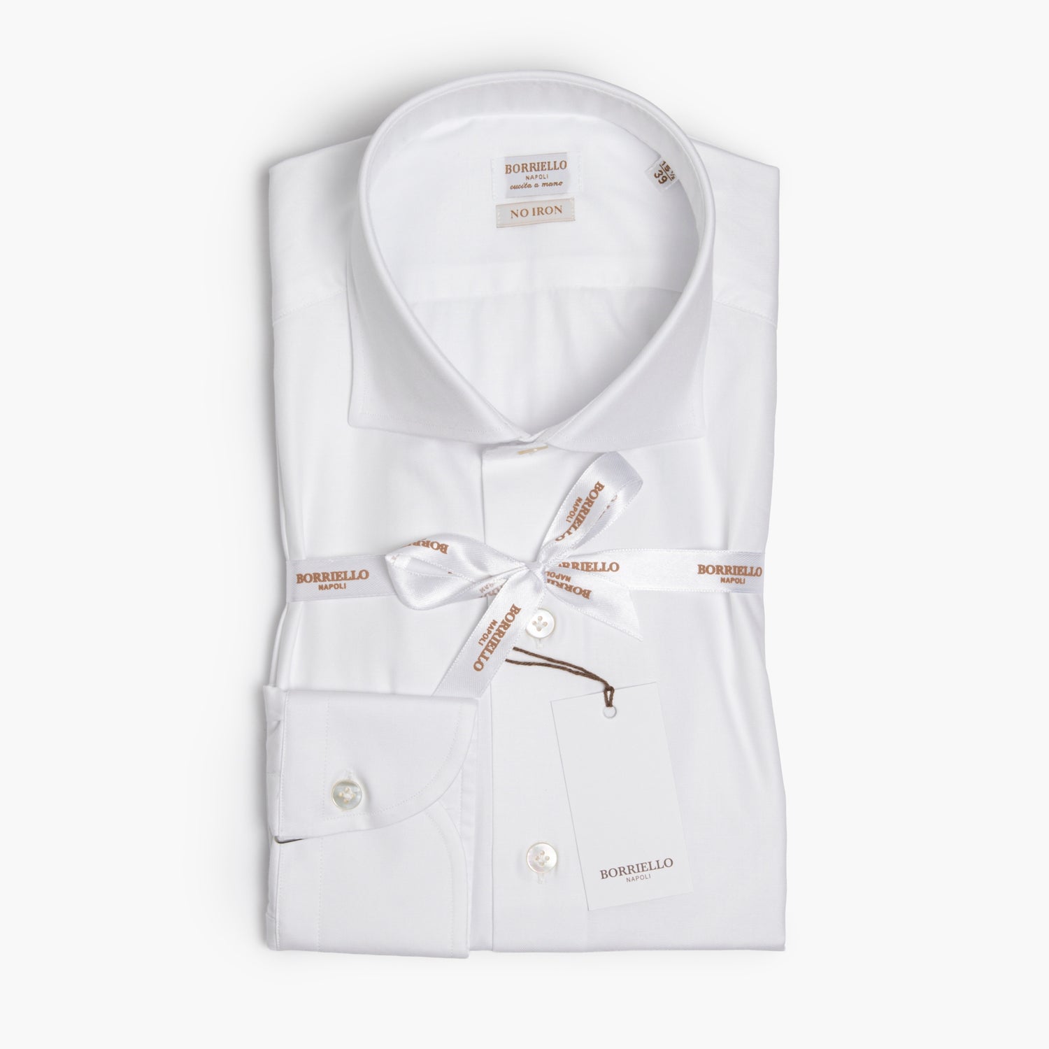 Camicia Uomo BORRIELLO in Cotone No Iron Light Oxford Bianca Art. 22000/1 Collo Borriello