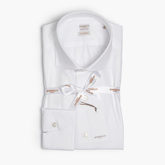 Camicia Uomo BORRIELLO in Cotone No Iron Light Oxford Bianca Art. 22000/1 Collo Borriello