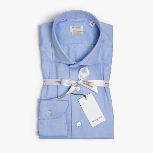 Camicia Uomo BORRIELLO in Cotone No Iron Light Oxford Celeste Art. 22000/2 Collo Borriello