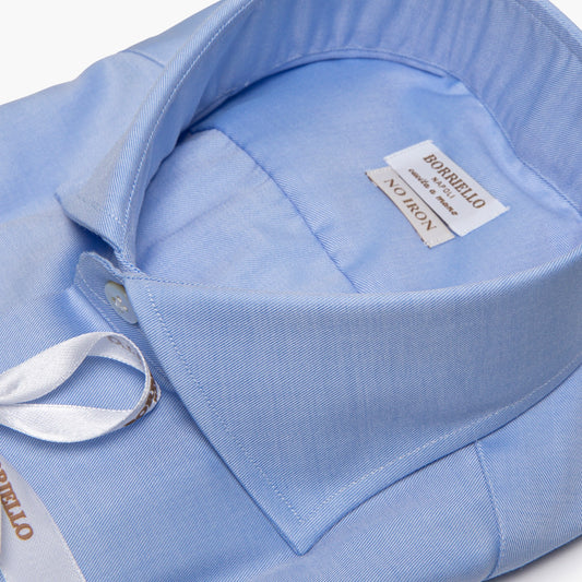 Camicia Uomo BORRIELLO in Cotone No Iron Light Oxford Celeste Art. 22000/2 Collo Borriello