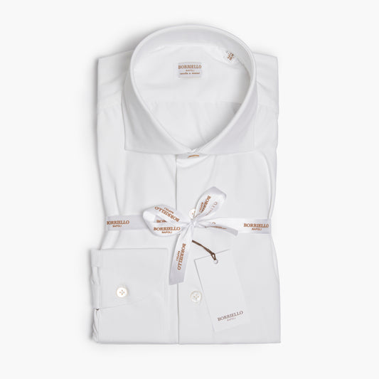 Camicia Uomo BORRIELLO in Tessuto Stretch Bianca Art. 22025/1 Collo Borriello
