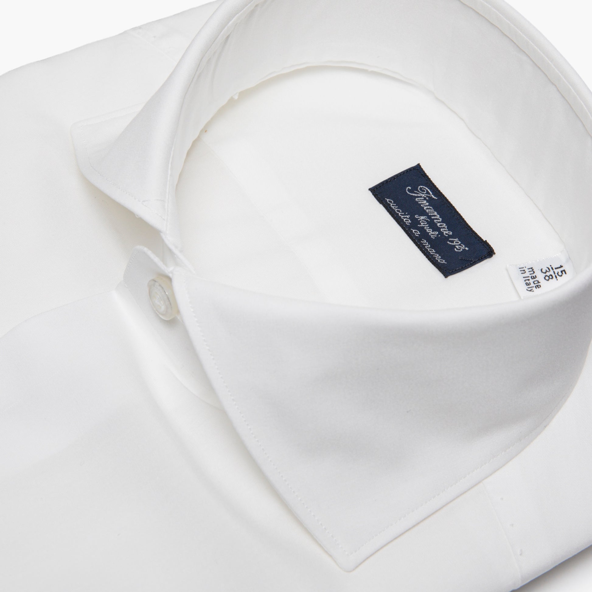 Camicia Uomo FINAMORE Napoli 1925 Modello Milano in Cotone Zephyr Bianca Art. 470002 C0216 Collo Eduardo