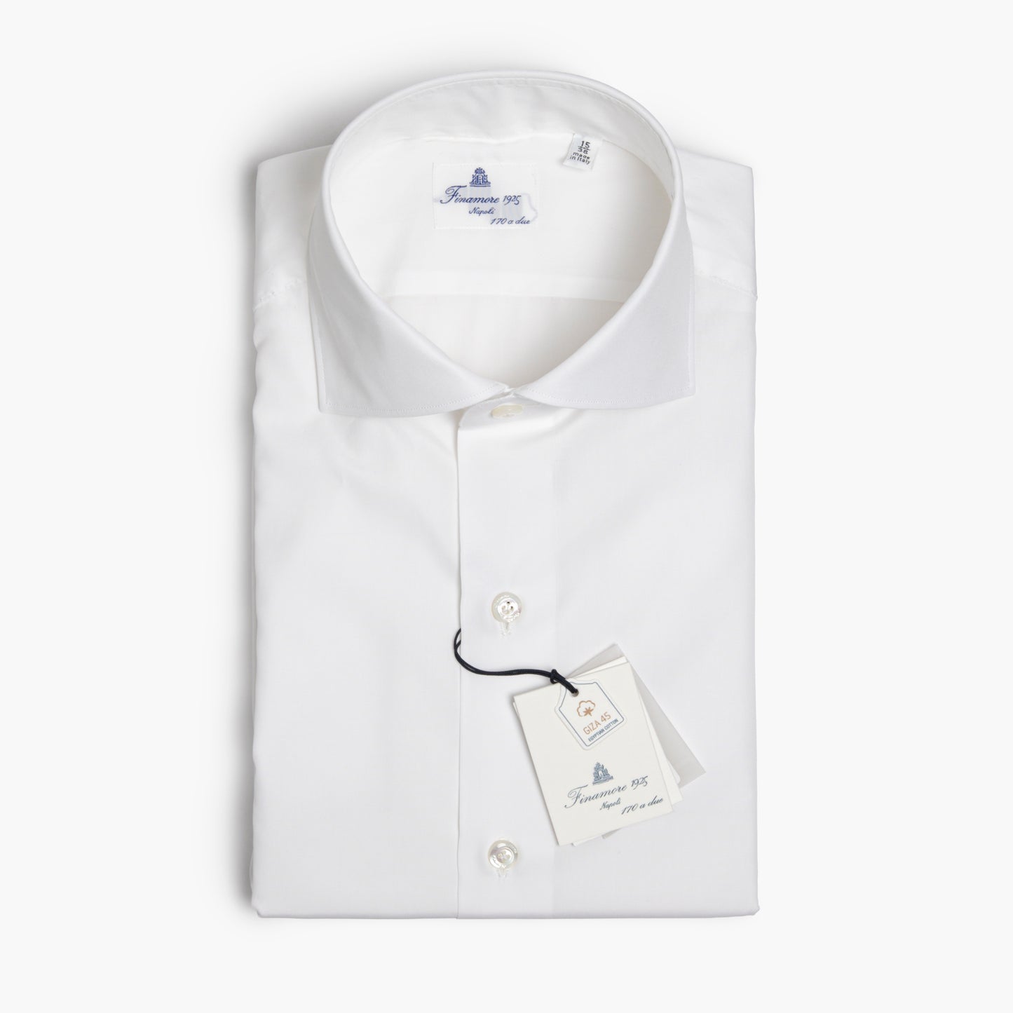 Camicia Uomo FINAMORE Napoli 1925 Modello Milano in Esclusivo Cotone Giza 45 170 a 2 Bianca Art. 840610 C0239 Collo Eduardo