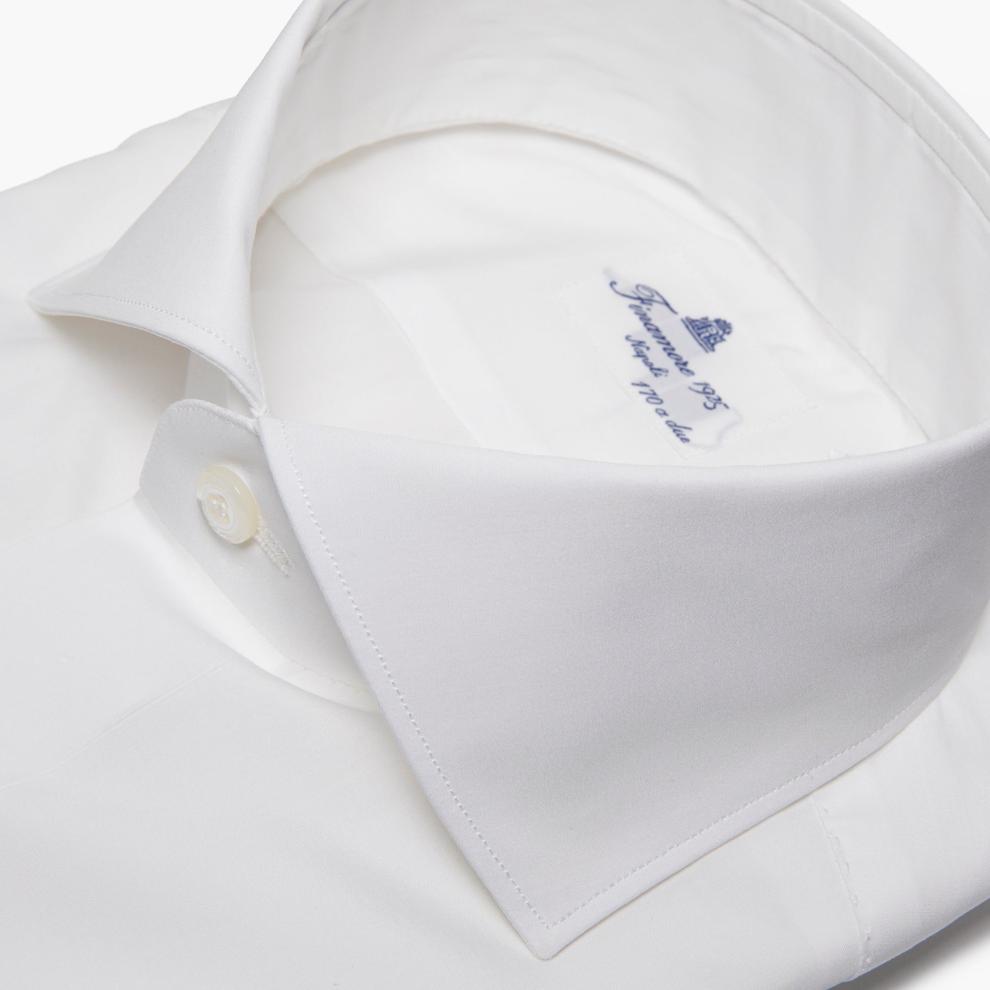 Camicia Uomo FINAMORE Napoli 1925 Modello Milano in Esclusivo Cotone Giza 45 170 a 2 Bianca Art. 840610 C0239 Collo Eduardo