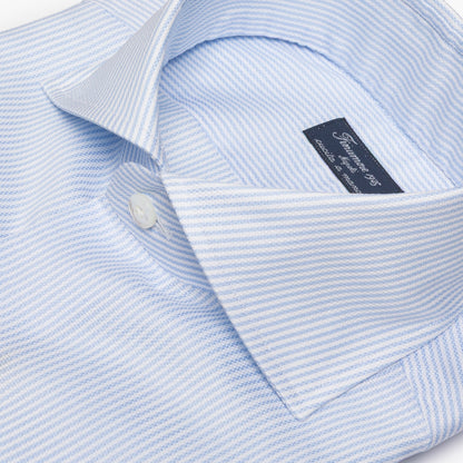 Camicia Uomo FINAMORE Napoli 1925 Modello Napoli Collo Eduardo Art. 470036 C0679 in Cotone Royal Oxford 120 a 2 Righe Bianco Celeste