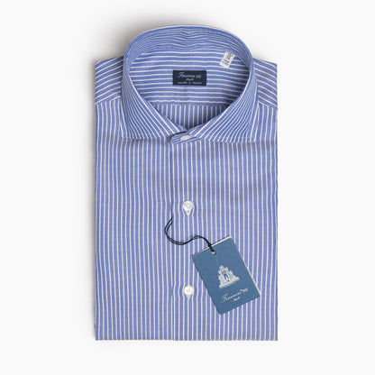 Camicia Uomo FINAMORE Napoli 1925 Modello Napoli Collo Eduardo Art. 470038 C0681 in Cotone Royal Oxford 120 a 2 Riga Bianca su Fondo Azzurro