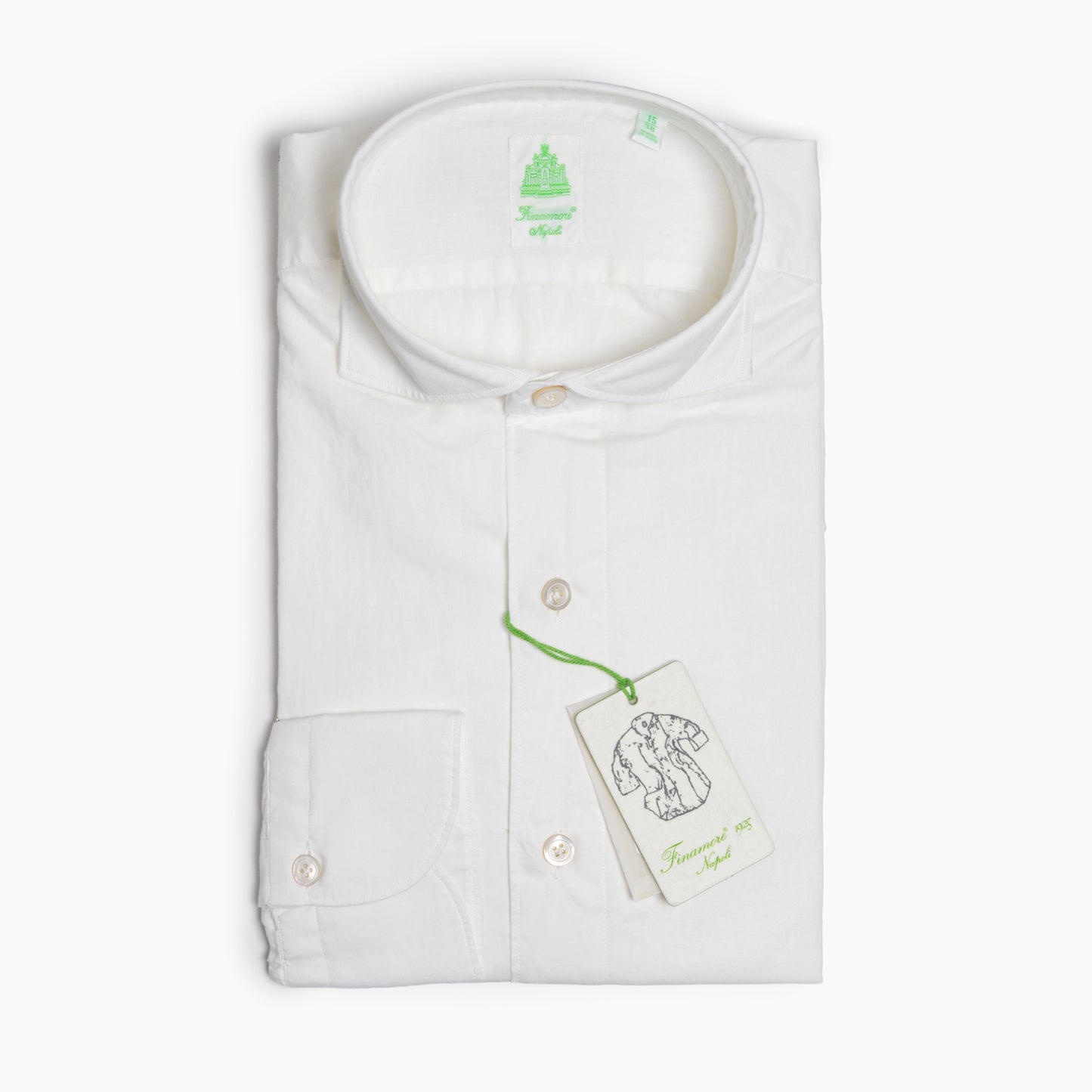 Camicia Uomo FINAMORE Napoli 1925 Modello Tokyo in Lino e Cotone Bianca Art. P4049 Collo Achille