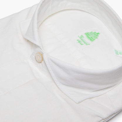 Camicia Uomo FINAMORE Napoli 1925 Modello Tokyo in Lino e Cotone Bianca Art. P4049 Collo Achille