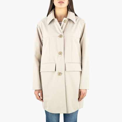 Cappotto ASPESI Aveline in Tela Misto Cotone Sabbia